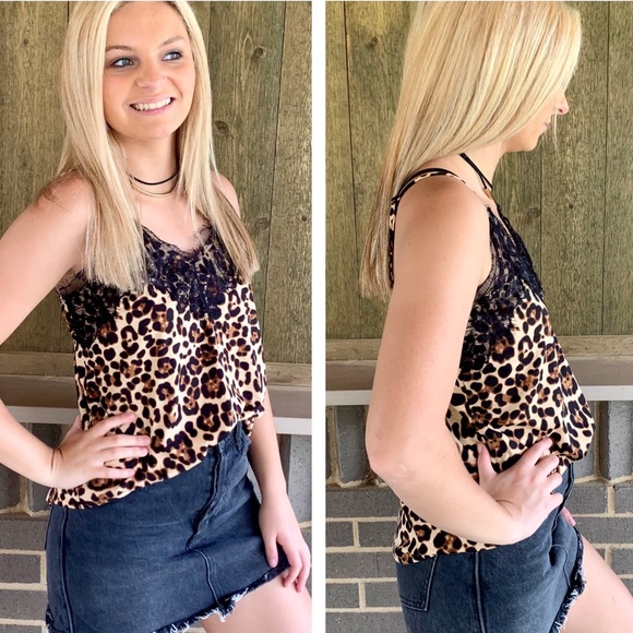 🔥HOTTT🔥Leopard Print Lace Cami Casual Tank Top Medium NWT - Picture 3 of 9